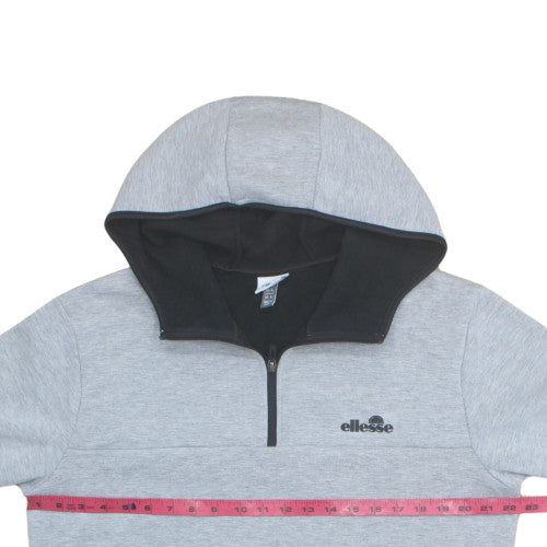 Ellesse Men’s Grey L 1/4 Zip Pullover Hoodie Fleece Sweatshirt