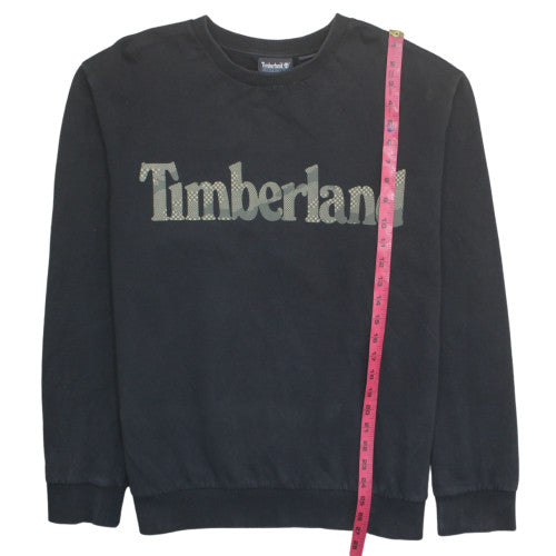 Timberland Men Black XL Pullover Sweatshirt Logo Fleece Crew Neck