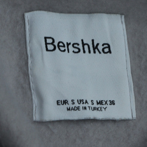 Bershka Women Grey Hooded Pullover Sweatshirt S Romantic Skull Print