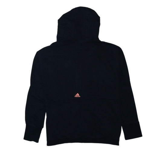 Adidas Womens Black Full Zip Hoodie Size L 16-18 Logo Print