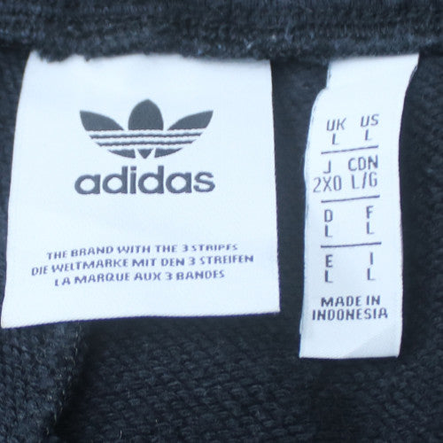 Adidas Men's Black Cropped Trousers L Logo Casual Sportswear