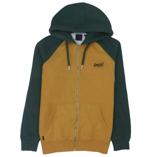 Superdry Men's Green Brown Full Zip Hoodie Size M Regular Fit
