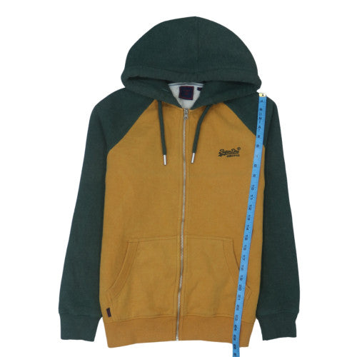 Superdry Men's Green Brown Full Zip Hoodie Size M Regular Fit