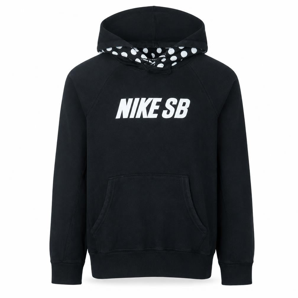 Front view of Nike SB Men's Black Pullover Hoodie, size S, Regular Fit