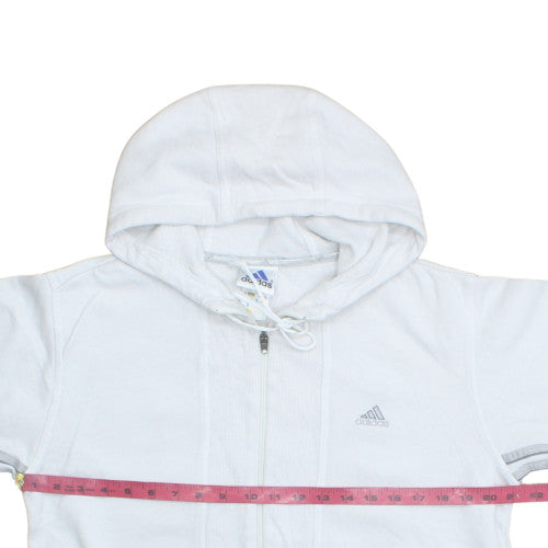Adidas Womens White Full Zip Hoodie Size 14 Hooded Sweatshirt