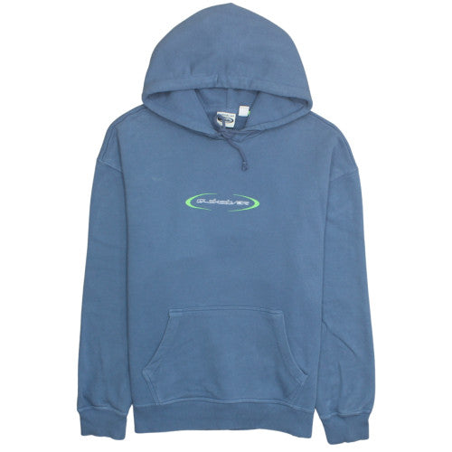 Quiksilver Mens Blue Pullover Hoodie L Surf Logo Fleece Sweatshirt