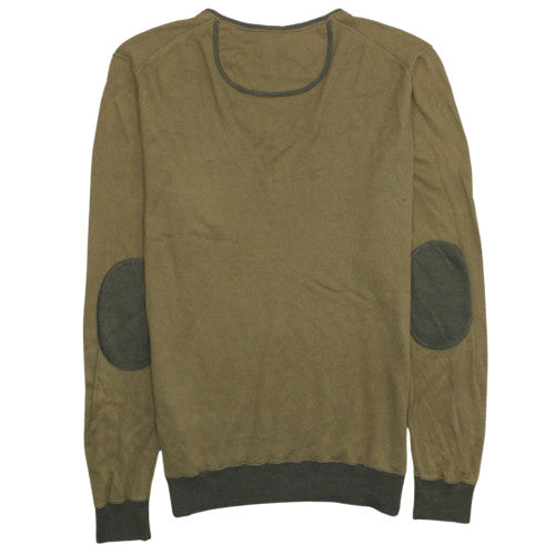 Hugo Boss Men's Green V-Neck Cotton Pullover Jumper L