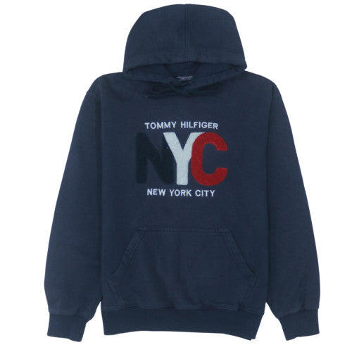 Tommy Hilfiger Men's Blue Pullover Hoodie M NYC Graphic Cotton