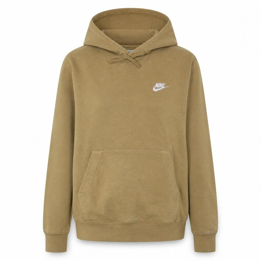 Front view of Nike Women’s Camel Brown Pullover Hoodie, size S, Fleece Lined Sweatshirt