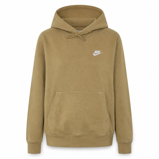 Front view of Nike Women’s Camel Brown Pullover Hoodie, size S, Fleece Lined Sweatshirt