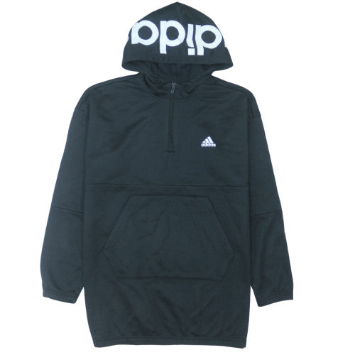 Adidas Womens Black 1/2 Zip Hooded Pullover Sweatshirt Size 16