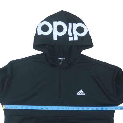 Adidas Womens Black 1/2 Zip Hooded Pullover Sweatshirt Size 16