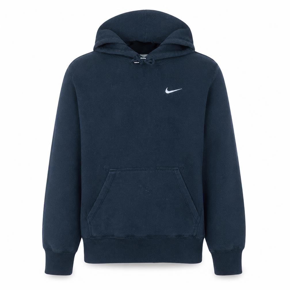 Front view of Nike Men's Blue Pullover Hoodie M Logo Fleece Sweatshirt