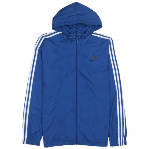 Adidas Men's Blue Windbreaker Hooded Jacket Size L Lightweight