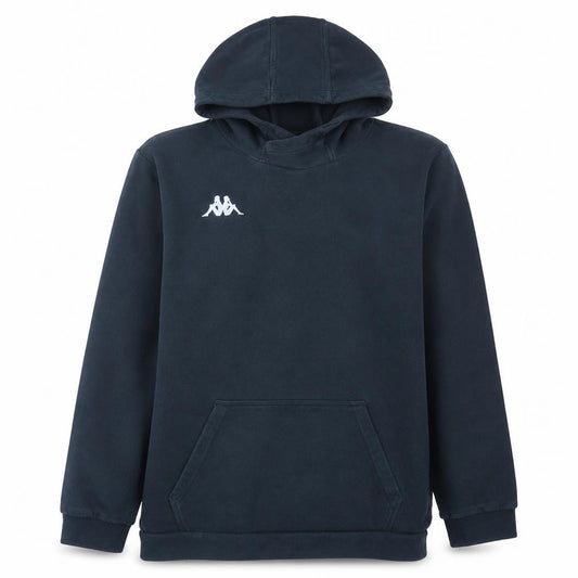 Front view of Kappa Men's Black Pullover Hoodie M Fleece Embroidered Logo Sportswear