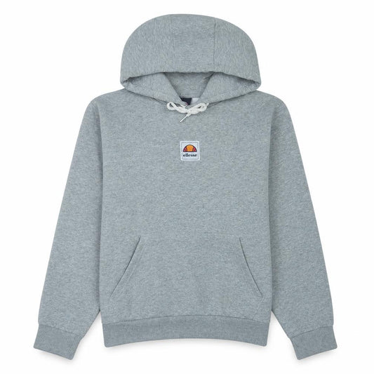 Front view of Ellesse Women's Grey Pullover Hoodie UK 12 Cotton Blend Logo