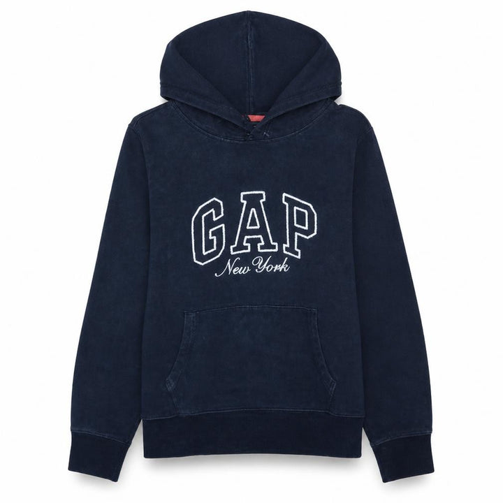 Gap Women Navy Blue XL Pullover Hoodie New York Logo Cotton Blend