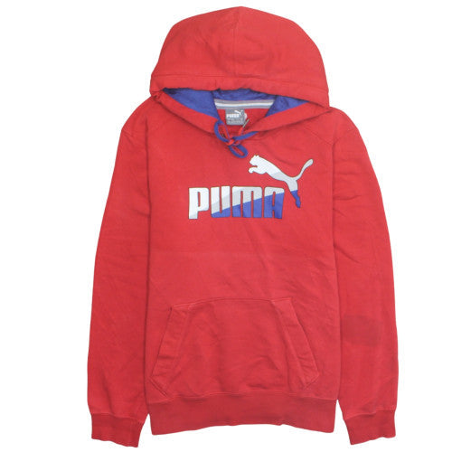 Puma Mens Red Pullover Hoodie Small Graphic Logo Sportswear