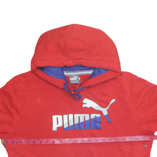 Puma Mens Red Pullover Hoodie Small Graphic Logo Sportswear
