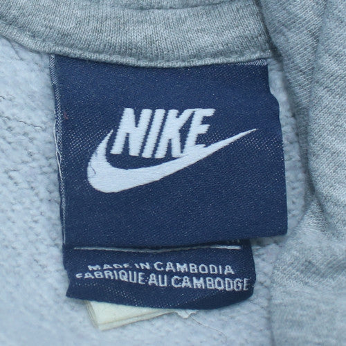 Nike Womens Grey Pullover Hoodie Size M Cotton Blend Logo Sweatshirt