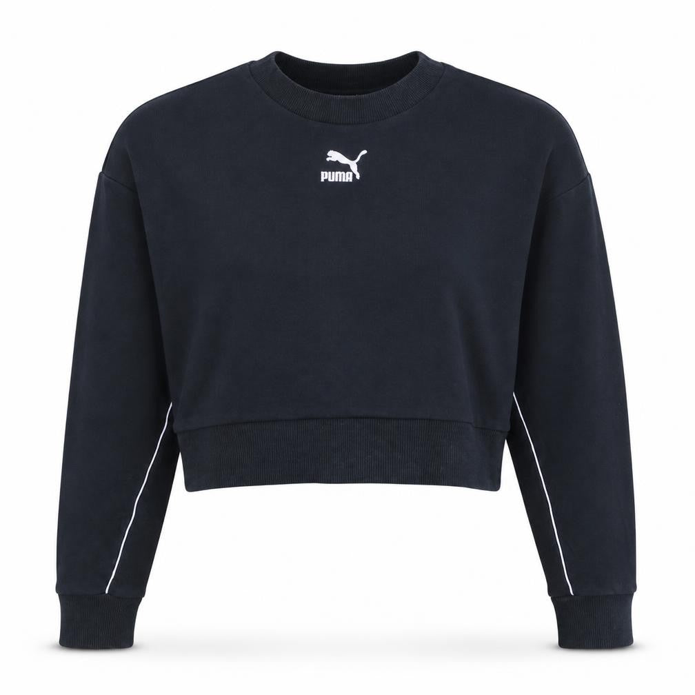 Front view of Puma Women's Black Small Crew Neck Pullover Sweatshirt