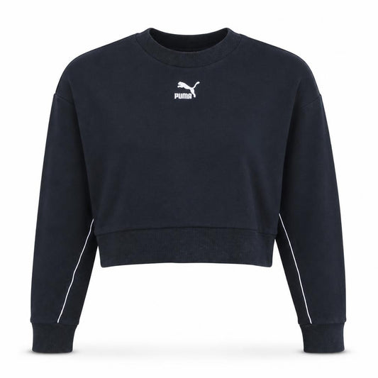 Front view of Puma Women's Black Small Crew Neck Pullover Sweatshirt