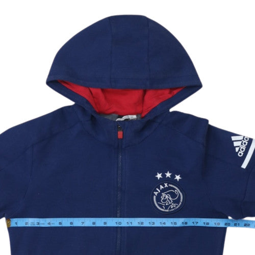Adidas Ajax Men's Blue Full Zip Hoodie Size 5-6 Teen