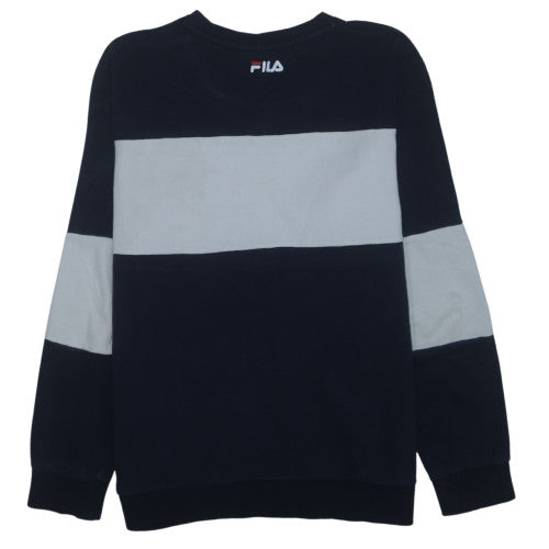 FILA Mens Navy Blue Crew Neck Logo Sweatshirt Size L Cotton Blend