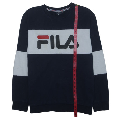 FILA Mens Navy Blue Crew Neck Logo Sweatshirt Size L Cotton Blend