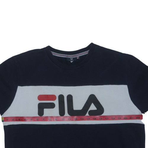 FILA Mens Navy Blue Crew Neck Logo Sweatshirt Size L Cotton Blend