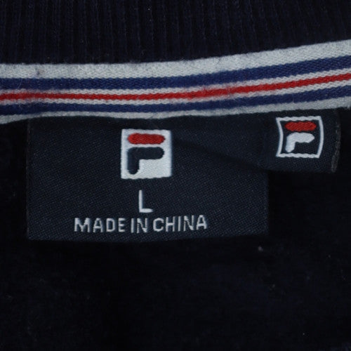 FILA Mens Navy Blue Crew Neck Logo Sweatshirt Size L Cotton Blend