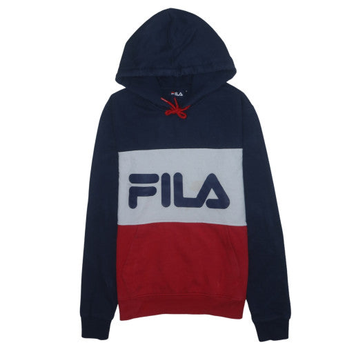 FILA Mens Multicoloured Pullover Hoodie M Logo Sportswear Cotton Blend