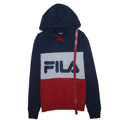 FILA Mens Multicoloured Pullover Hoodie M Logo Sportswear Cotton Blend