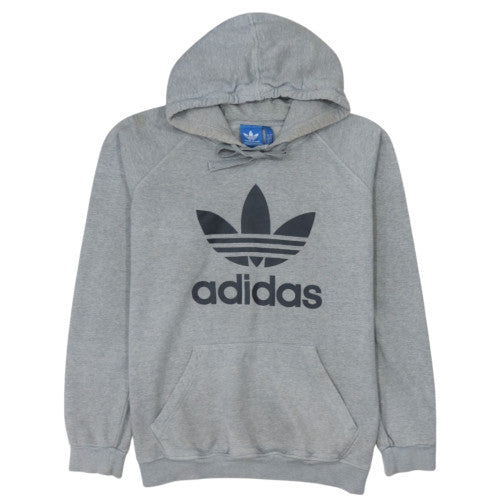 adidas Mens Grey Pullover Hoodie L Logo Fleece Sweatshirt