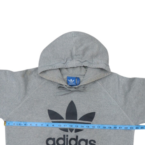 adidas Mens Grey Pullover Hoodie L Logo Fleece Sweatshirt