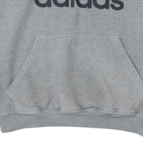 adidas Mens Grey Pullover Hoodie L Logo Fleece Sweatshirt