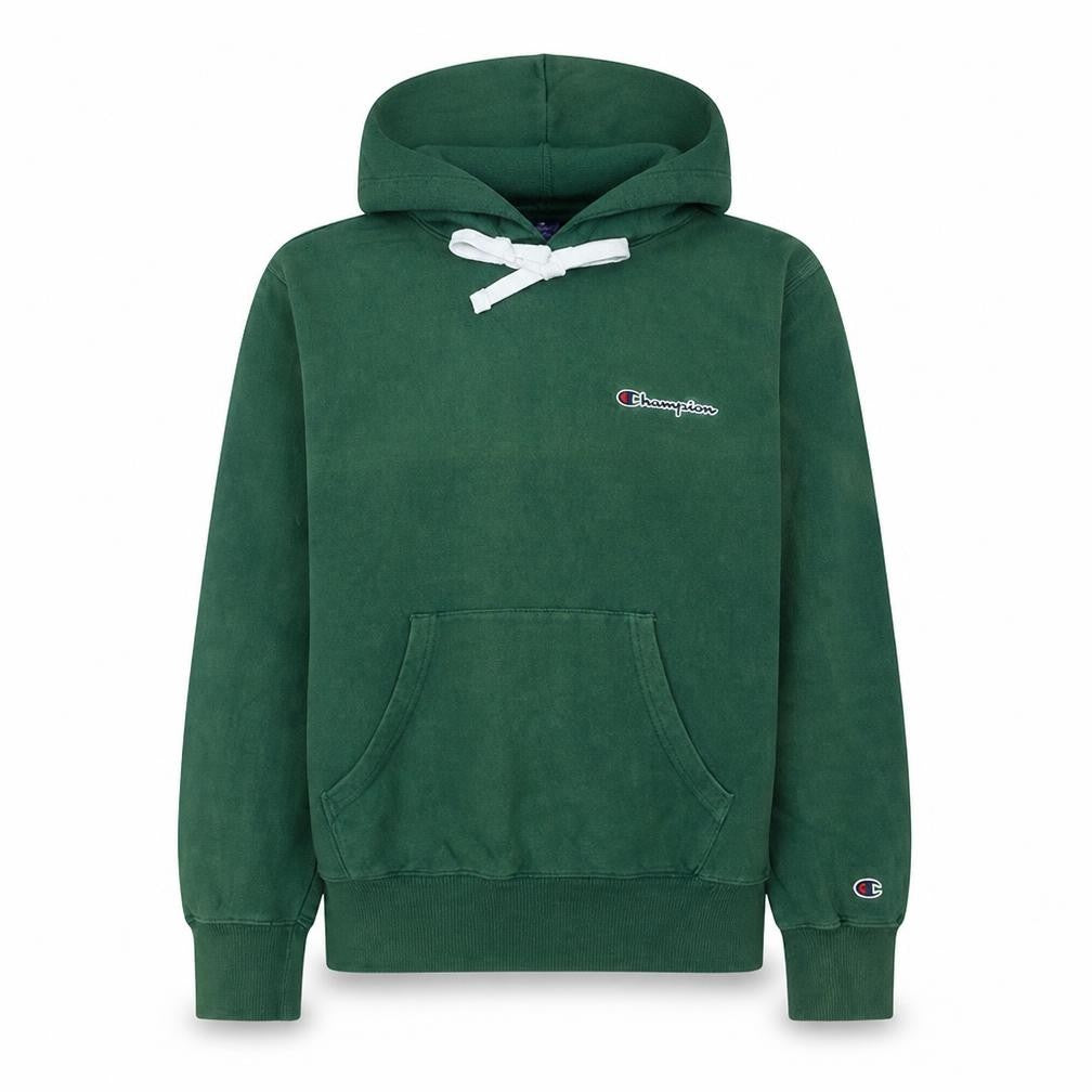 Front view of Champion Women's Green Large Pullover Hoodie 100% Cotton Logo Sweatshirt