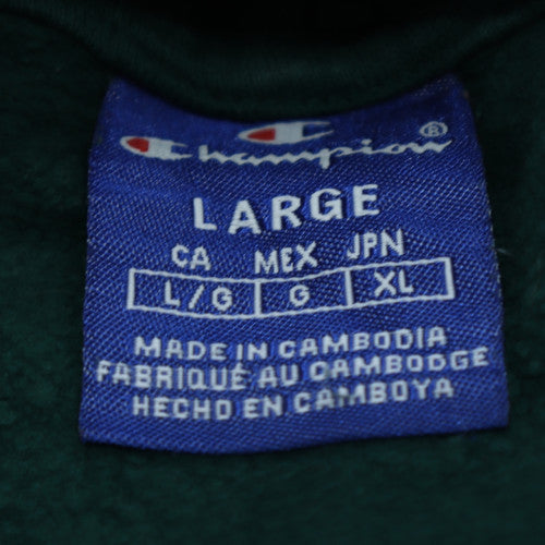 Champion Women's Green Large Pullover Hoodie 100% Cotton Logo Sweatshirt