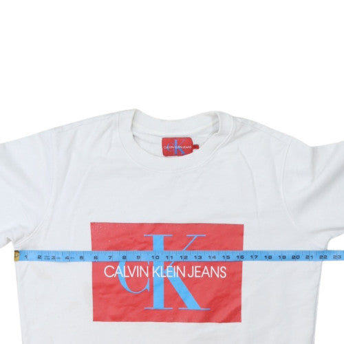 Calvin Klein Jeans Men's White XL Pullover Logo Sweatshirt