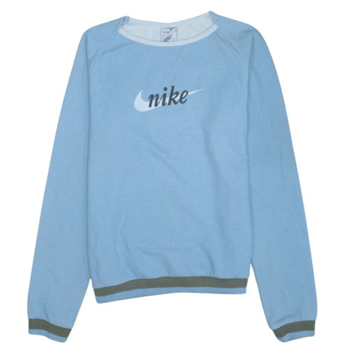 Nike Womens Blue Crew Neck Long Sleeve Pullover Sweatshirt Size L