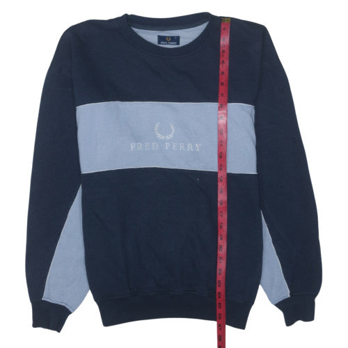 Fred Perry Mens Blue L Crew Neck Logo Sweatshirt Retro Style