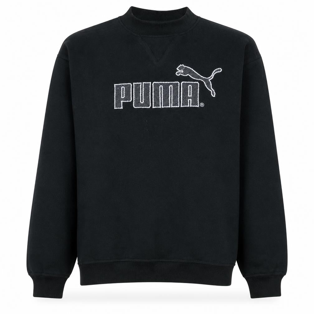 Front view of Puma women’s black, size UK 16, logo pullover sweatshirt