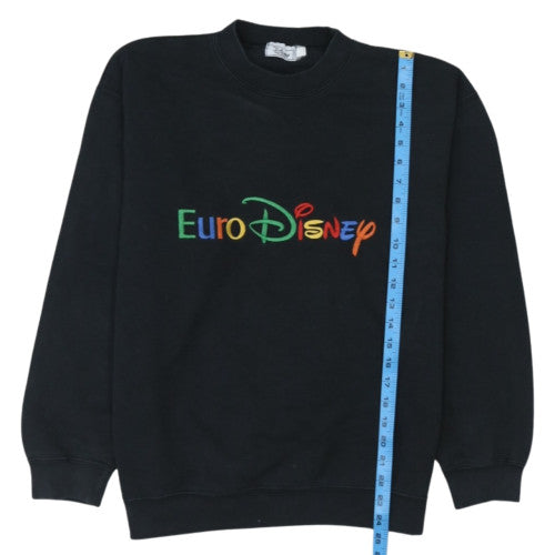 Disney Fashion Womens Black EuroDisney Embroidered Sweatshirt Size L