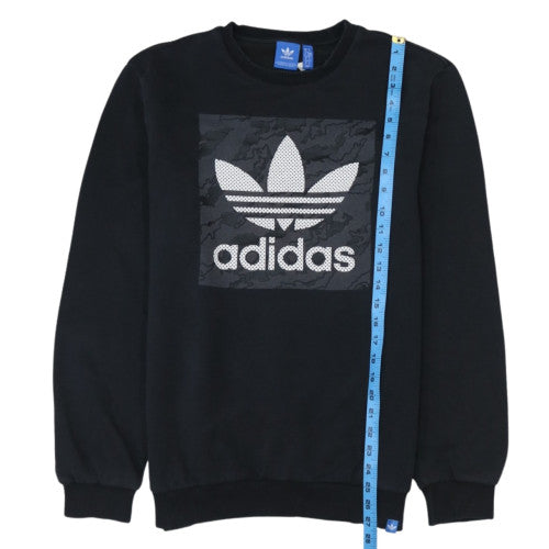 Adidas Men's Black Logo Crew Neck Pullover Sweatshirt M