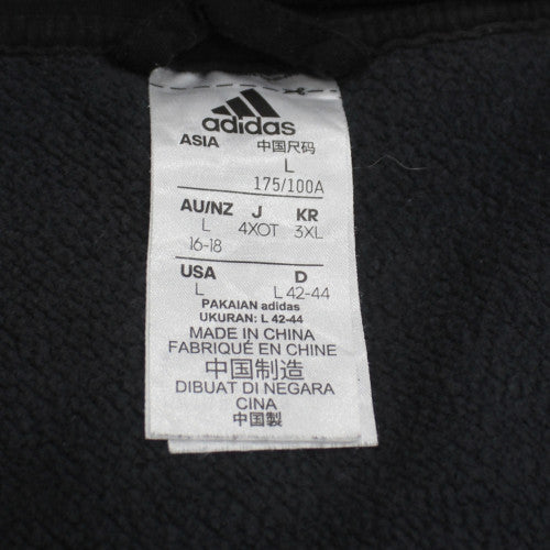 Adidas Women's Black Full Zip Hoodie L 16-18 Classic 3-Stripes