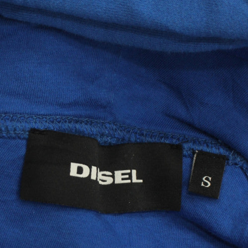 Diesel Men's Blue Small Pullover Hoodie with Logo Detail