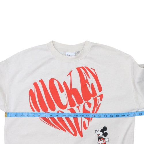 Disney Womens White Mickey Mouse Pullover Sweatshirt Size M 12/14