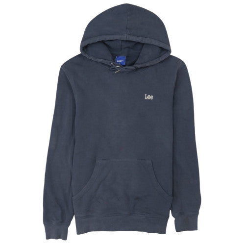 Lee Mens Blue Cotton Pullover Hoodie Medium Drawstring