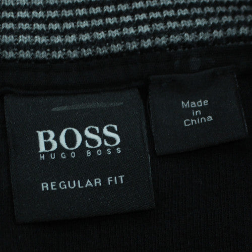 Hugo Boss Men's Black Collared Henley Jumper Size L Regular Fit