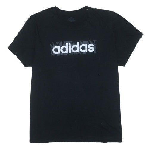 adidas Men's Black 3XL Crew Neck Sports Logo T-Shirt